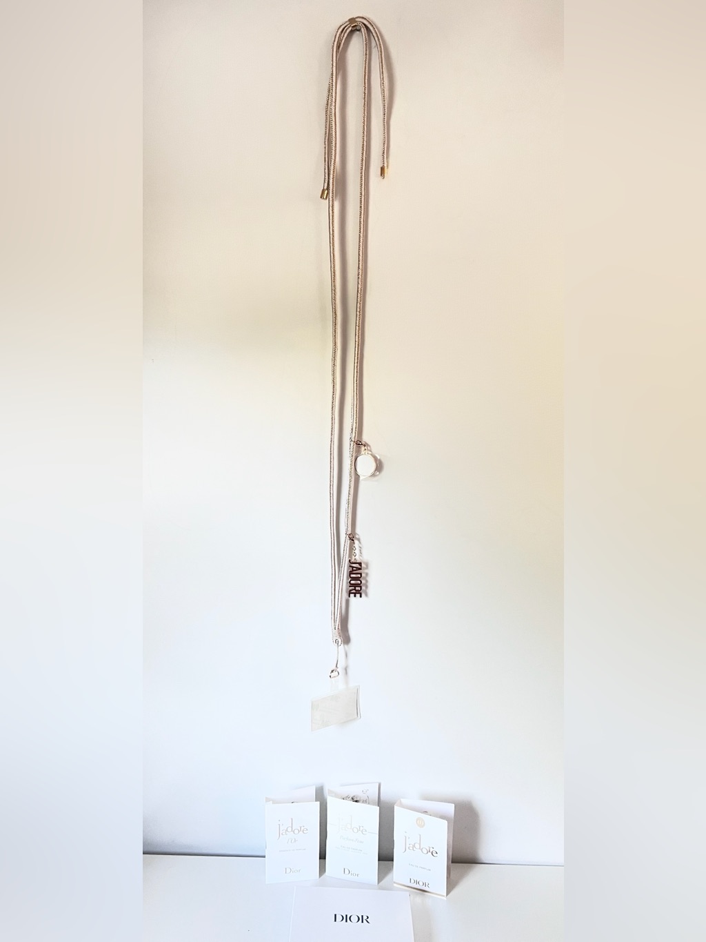 Dior Jadore Phone Strap Gold  White Lanyard Crossbody  Charms  Sample Sprays
